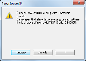 Messaggio per la sostituzione dei materiali usurati