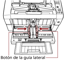 Mover las dos guías laterales de la bandeja de entrada hacia el centro