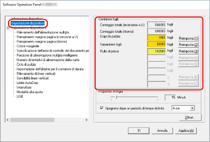 Controllo del Contatore fogli