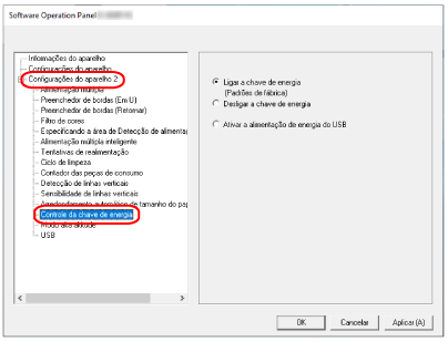 Controle da chave de energia