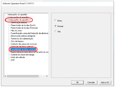 Sensibilidade de linhas verticais