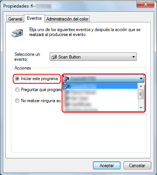 Selección de una aplicación