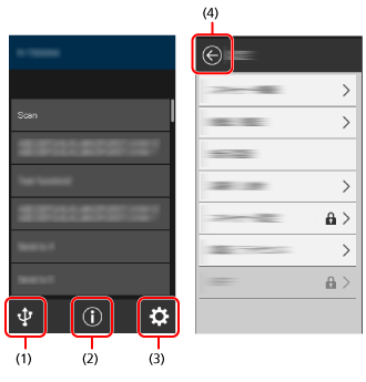 Iconos de la pantalla táctil