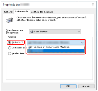 Sélection d'une application