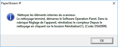 Message pour procéder à l'entretien
