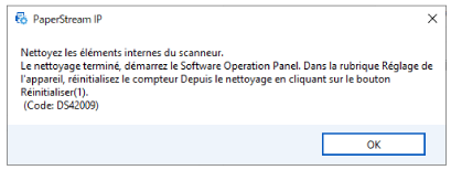 Message pour procéder à l'entretien