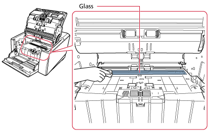 Cleaning the Glass on the Paper Path Lower-Side