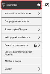 Écran [Paramètres]