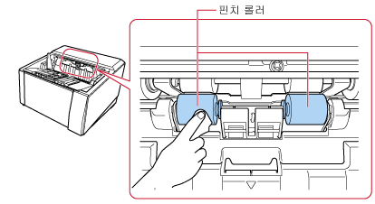 용지 배출 유닛의 핀치 롤러 청소하기