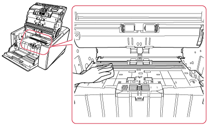 용지 경로/시트 가이드 하단 청소하기