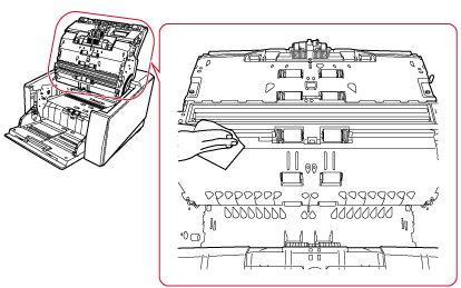 용지 경로/시트 가이드 상단 청소하기