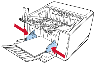 Movendo as guias laterais da bandeja de entrada
