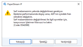Sarf Malzemelerini Değiştirmeyle İlgili Mesajlar