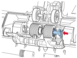 将分离轮右侧的控制杆向中间滑动