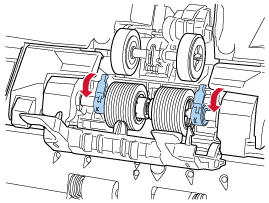 将分离轮左右侧的控制杆向下拉