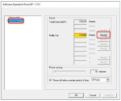 Clearing the Sheet Counters