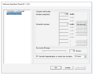 Mode qui permet de modifier les paramètres du scanneur