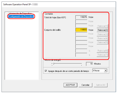 Verificar los contadores de hojas