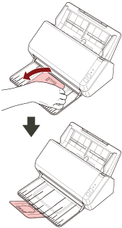 Elevación de la extensión de la bandeja de salida 1