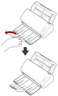 Elevación de la extensión de la bandeja de salida 2